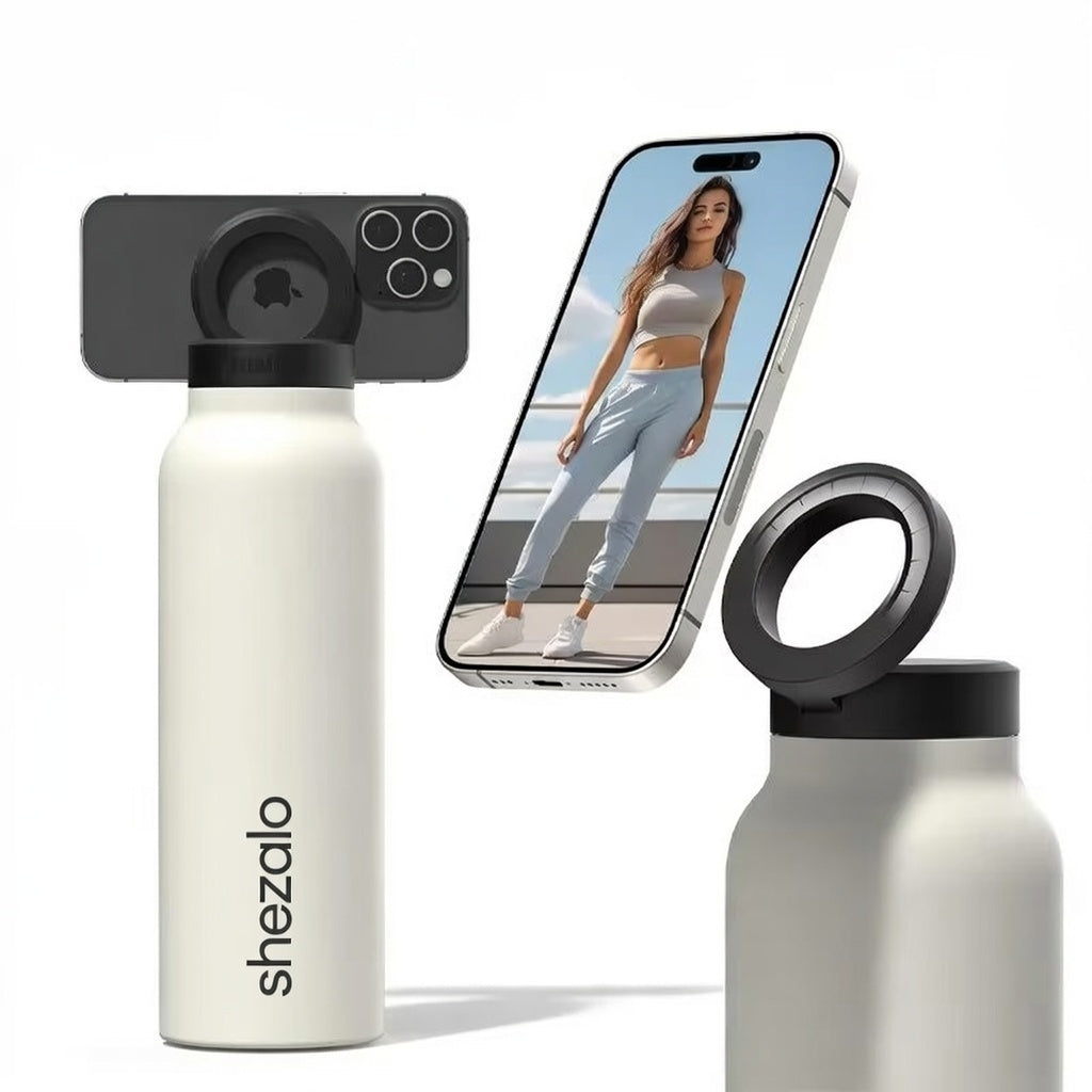 LinkHydra by Shezalo – Magnetic Phone Holder Bottle with Straw & 24-Hour Insulatio
