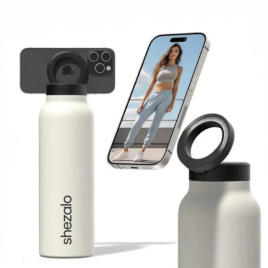 LinkHydra by Shezalo – Magnetic Phone Holder Bottle with Straw & 24-Hour Insulatio